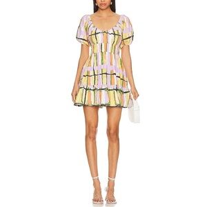 Cleobella Iona Mini Dress Medium Saffron Hale Print Puff Sleeve | M